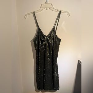 Forest Green Velvet Mini Dress